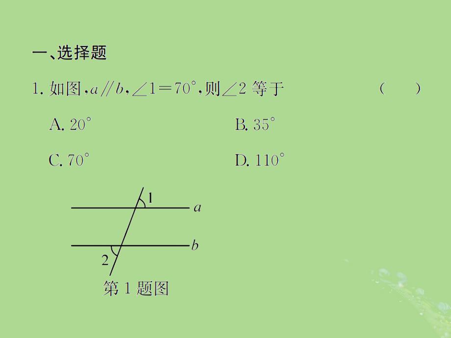 遵义专用中考数学复习第16课时角相交线与平行线课后作业03193132.ppt_第2页