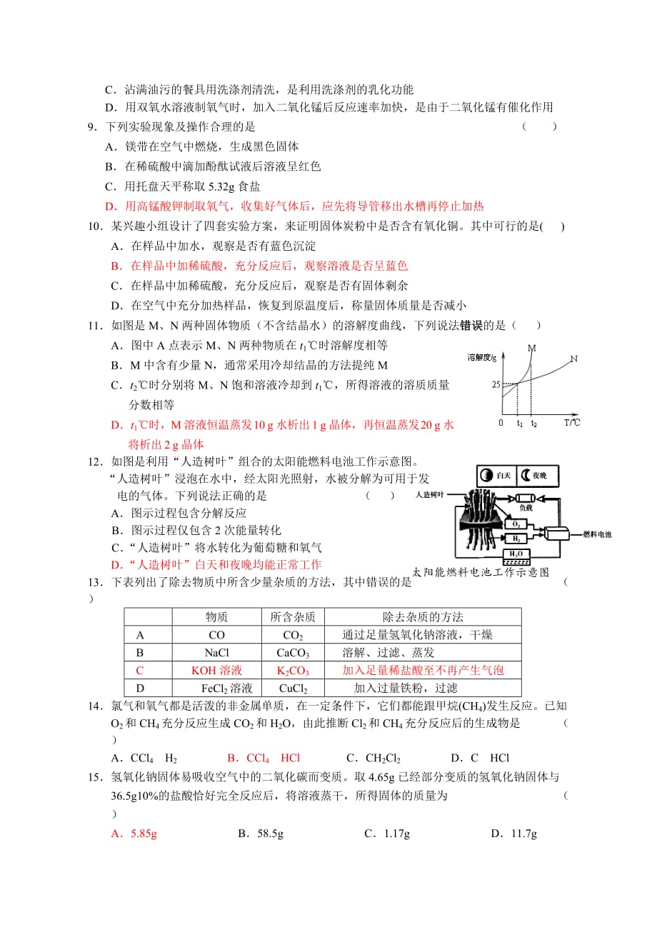 2013年镇江市中考化学模拟试题2_第2页