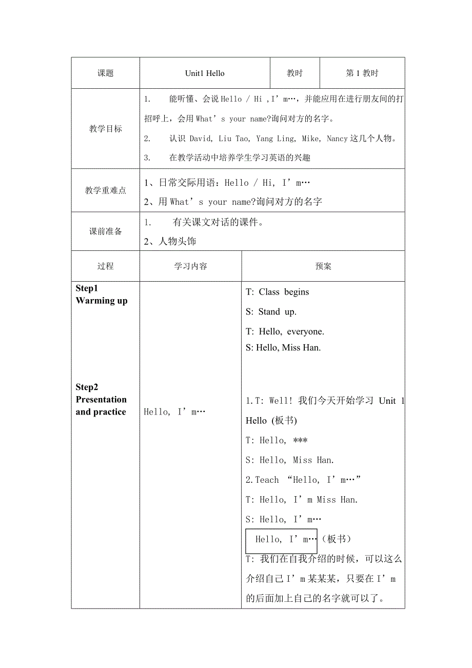 牛津英语3a unit1教案_第1页