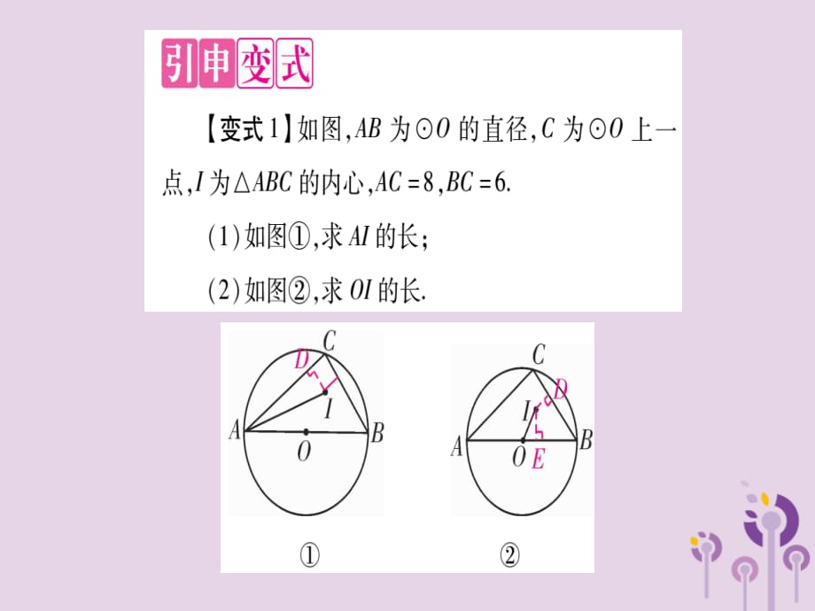 秋九级数学上册第二十四章圆24.2点和圆、直线和圆的位置关系24.2.2教材回归六三角形内心与外心的相关计算作业新.ppt_第3页