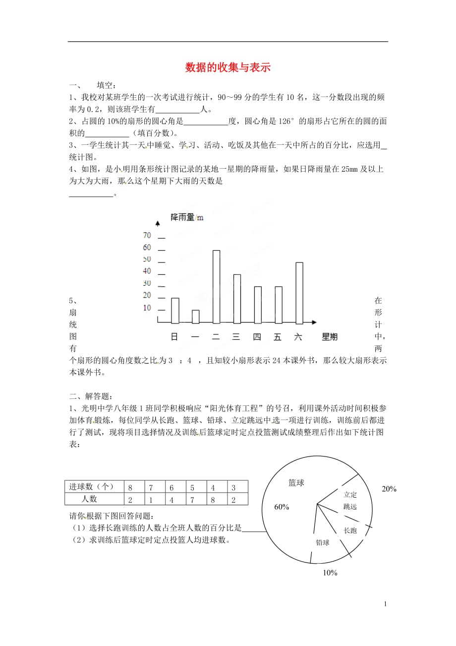 海南海南国科园实验学校八级数学上册第15章数据的收集与表示复习题新华东师大.doc_第1页