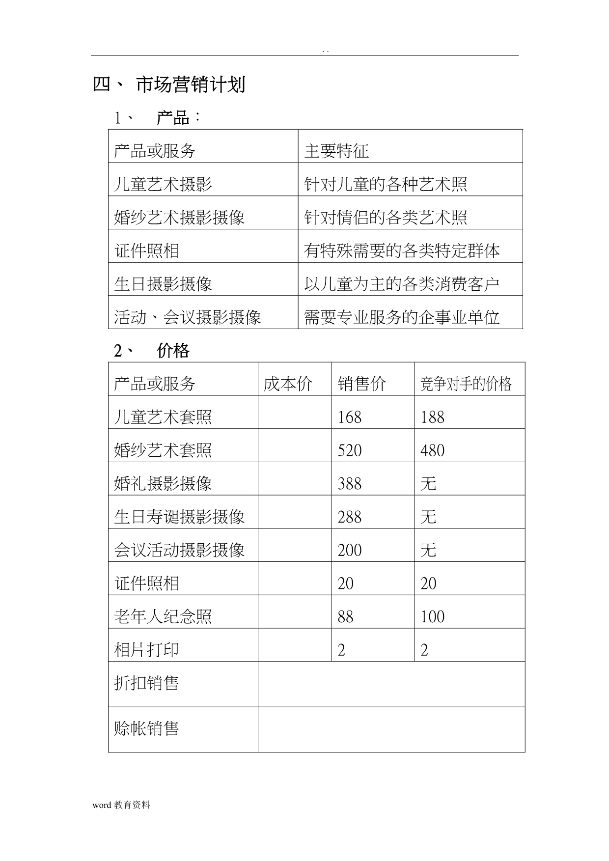 创业项目实施计划书摄影_第5页