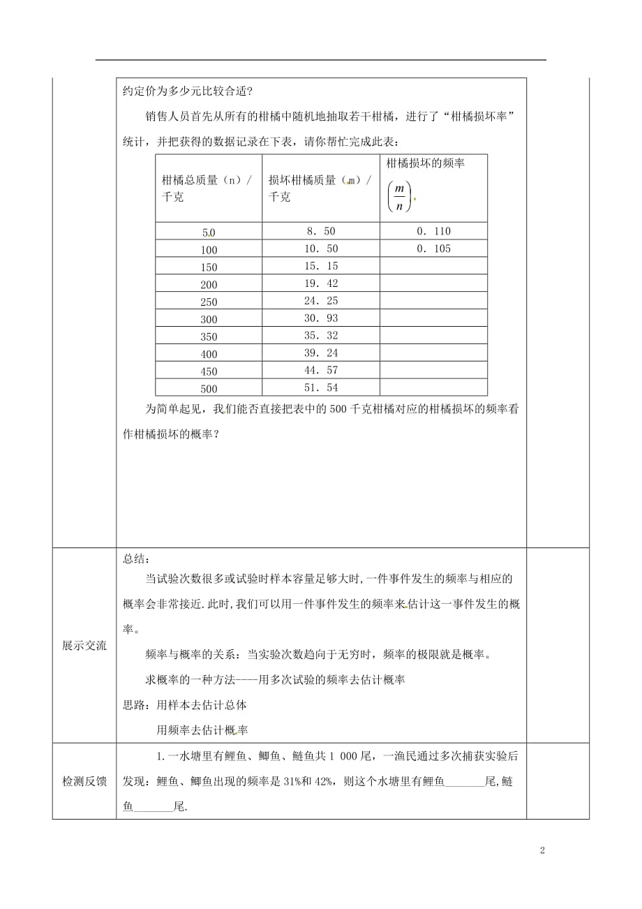 河南濮阳范濮城中学九级数学上册25.3用频率估计概率第2课时导学案新 1.doc_第2页