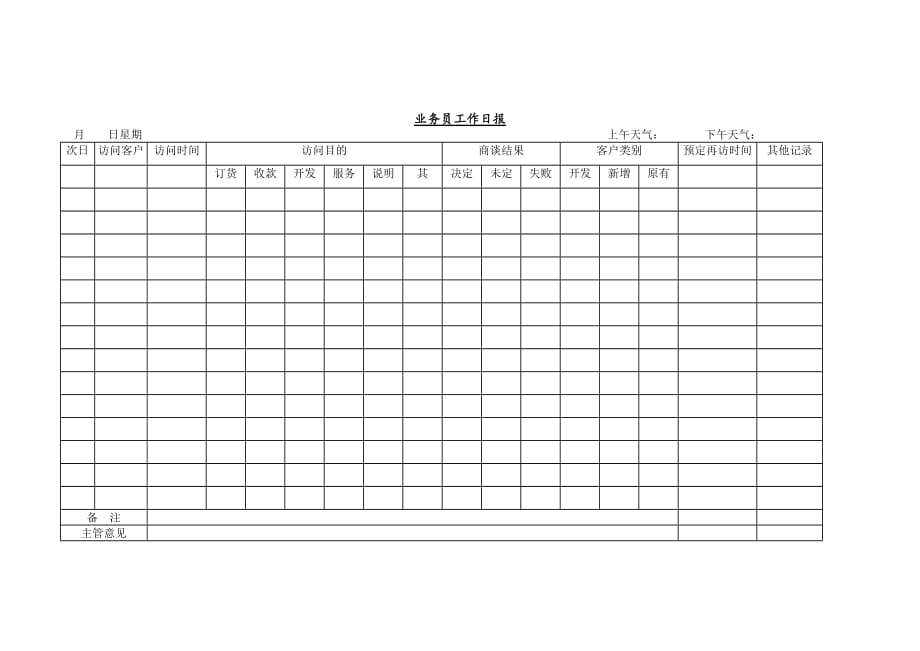 业务员工作日报 通用实用_第1页