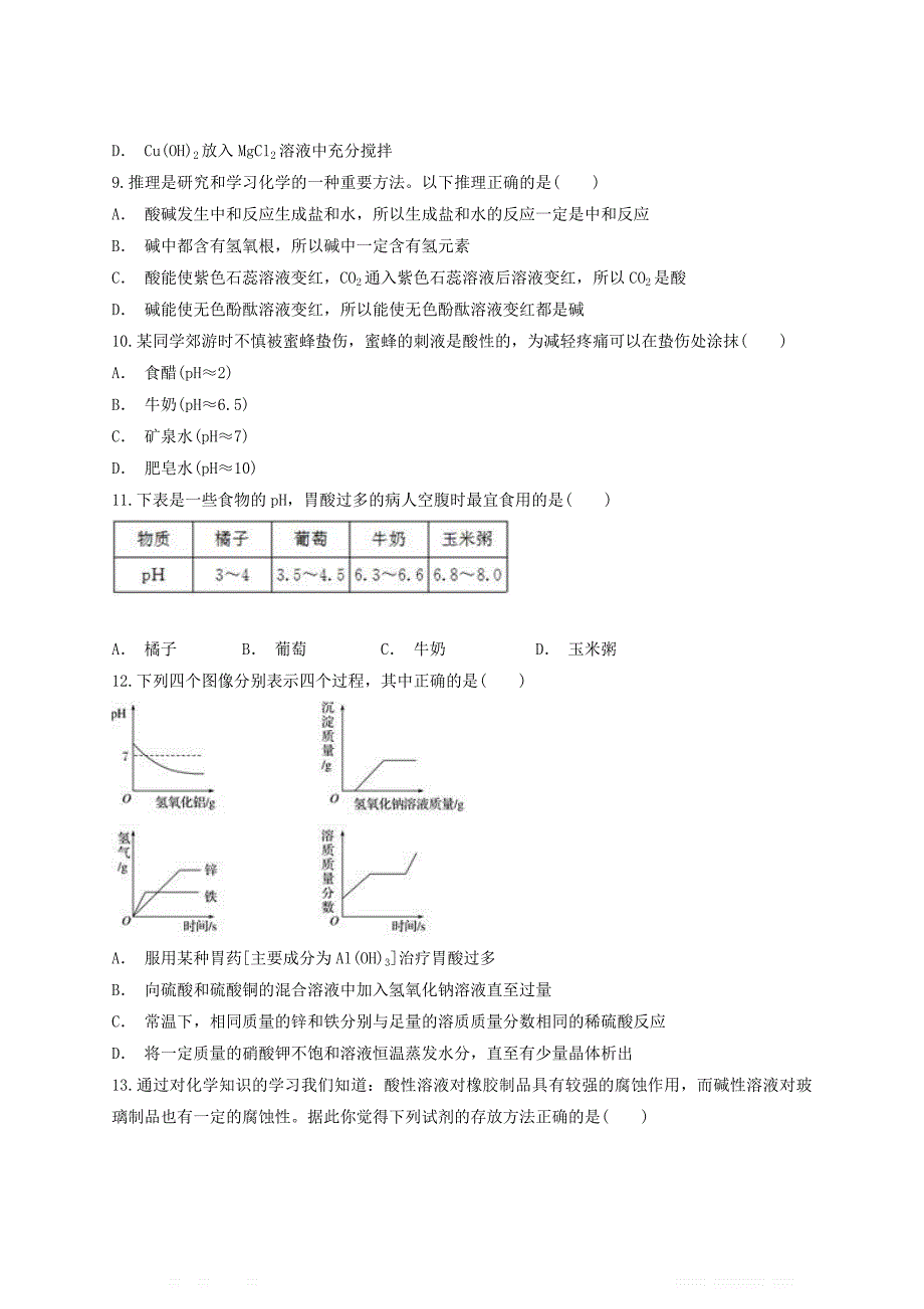 2020年中考化学专题训练第十单元酸和碱_第3页