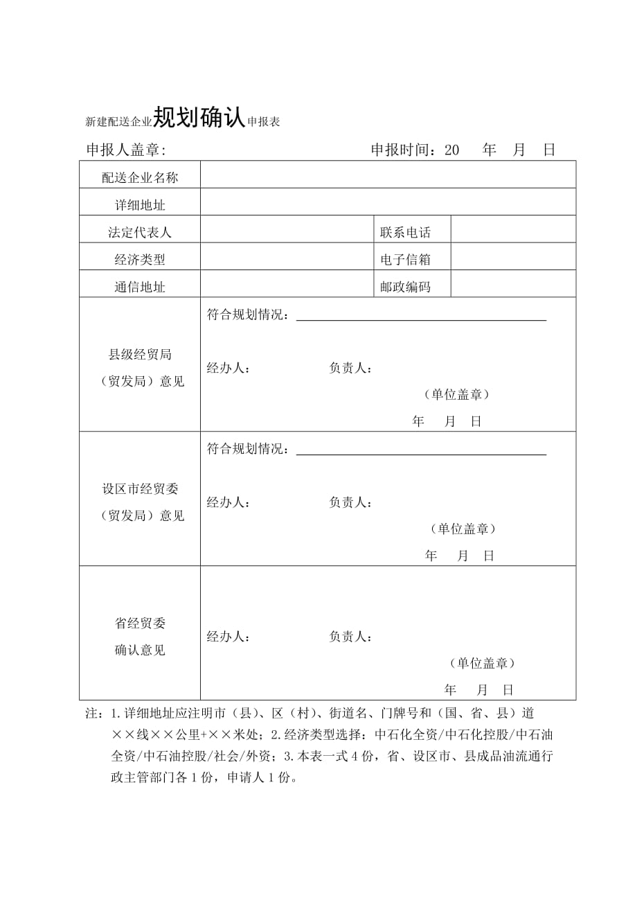 2020年新建配送企业规划确认申报表精品_第2页