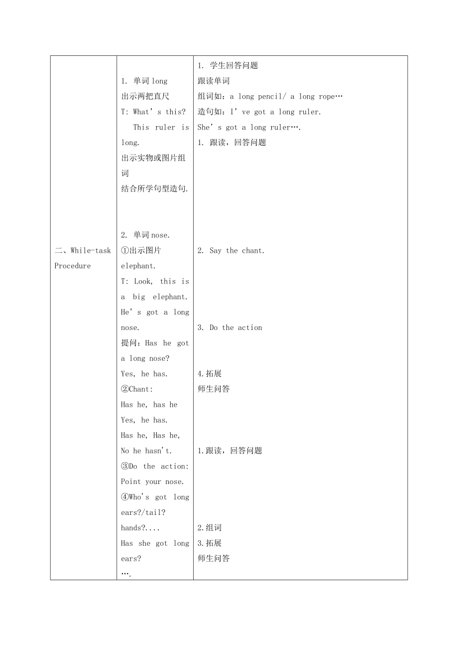 一年级英语下册 Unit 4(1)教案 新世纪版_第4页