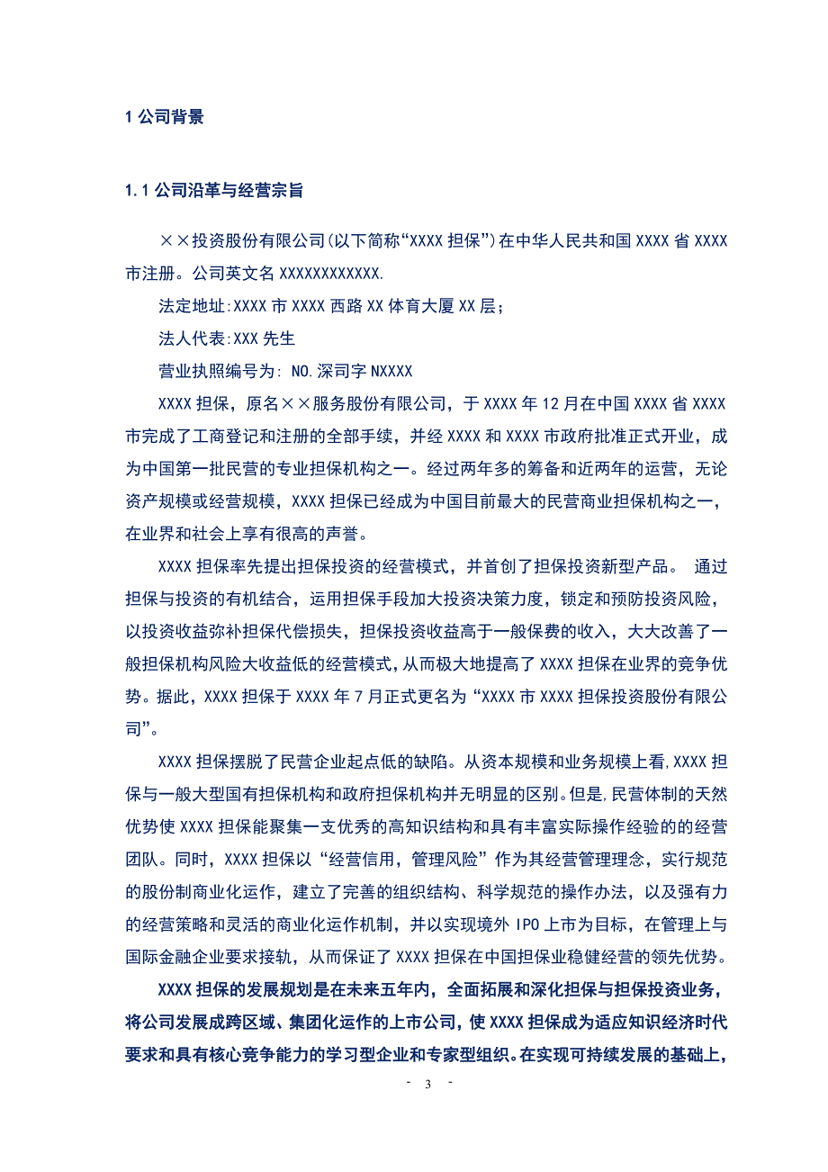 民营投资公司项目商业计划书（实操模板）_第4页