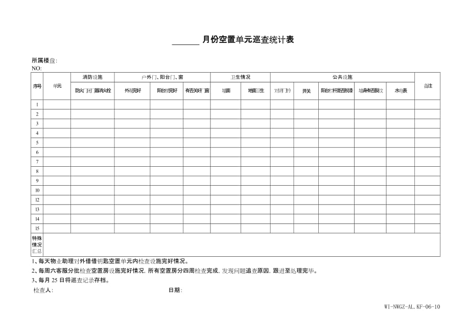 2020年10空置房单元巡查统计表WI-NWGZ-AL.KF-06-10精品_第1页