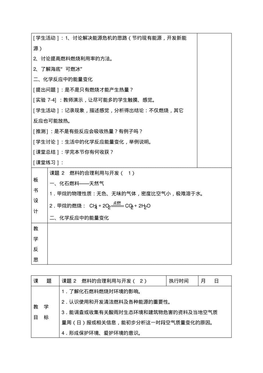 《7.2燃料的合理利用与开发》教案(附导学案)_第2页