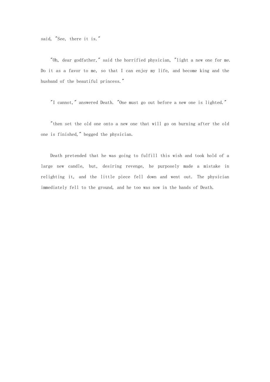 小学英语 格林童话系列（二）桧树Godfather Death死神教父（一）阅读素材_第5页
