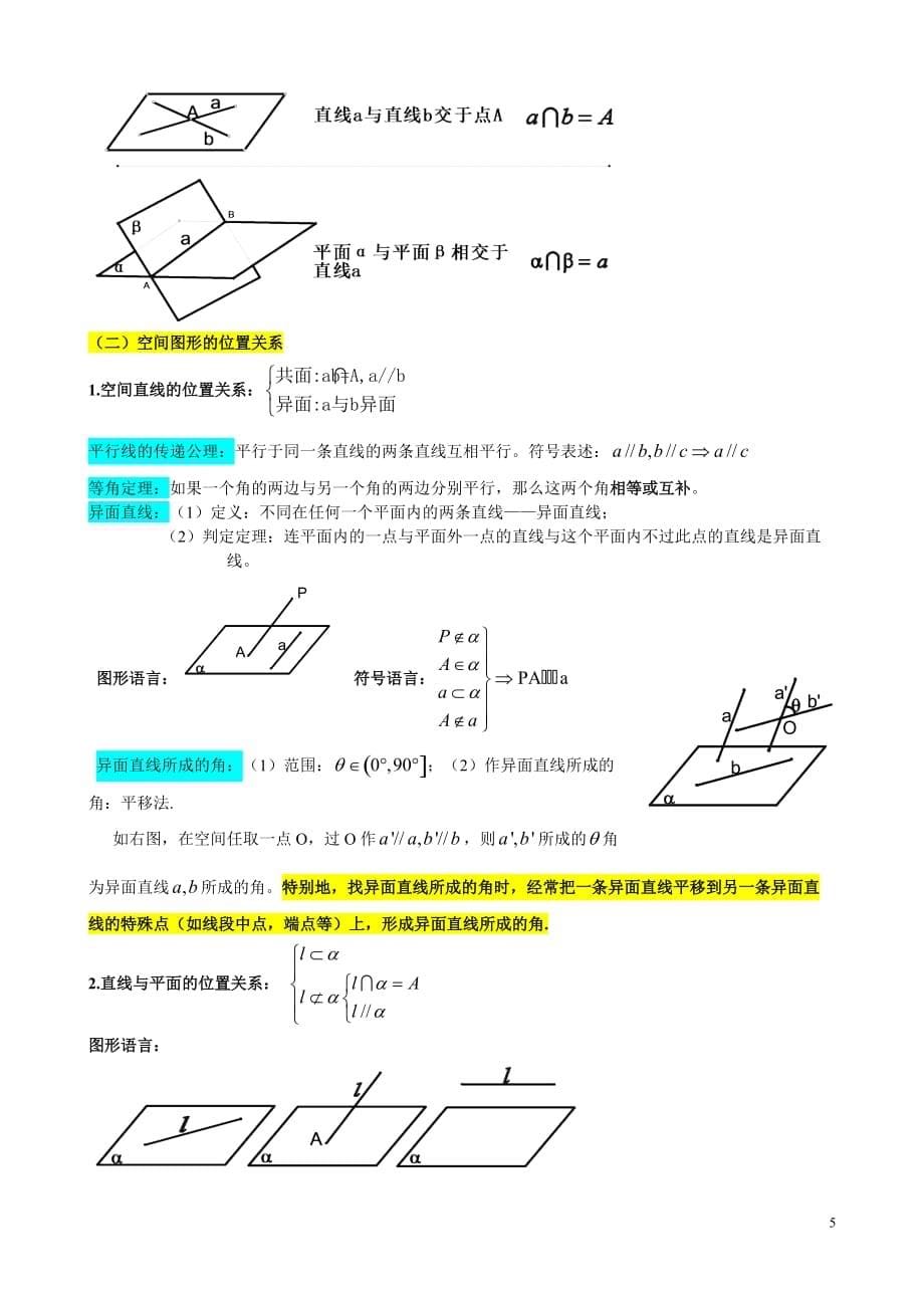 必修二立体几何初步知识点整理(补课专用)_第5页