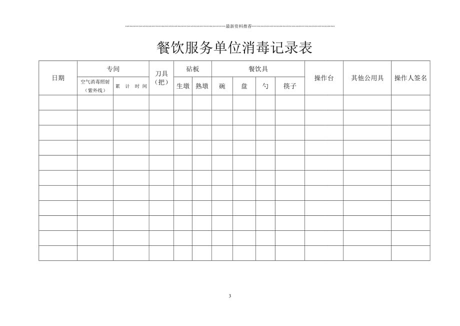 餐饮单位消毒记录表精品版_第3页