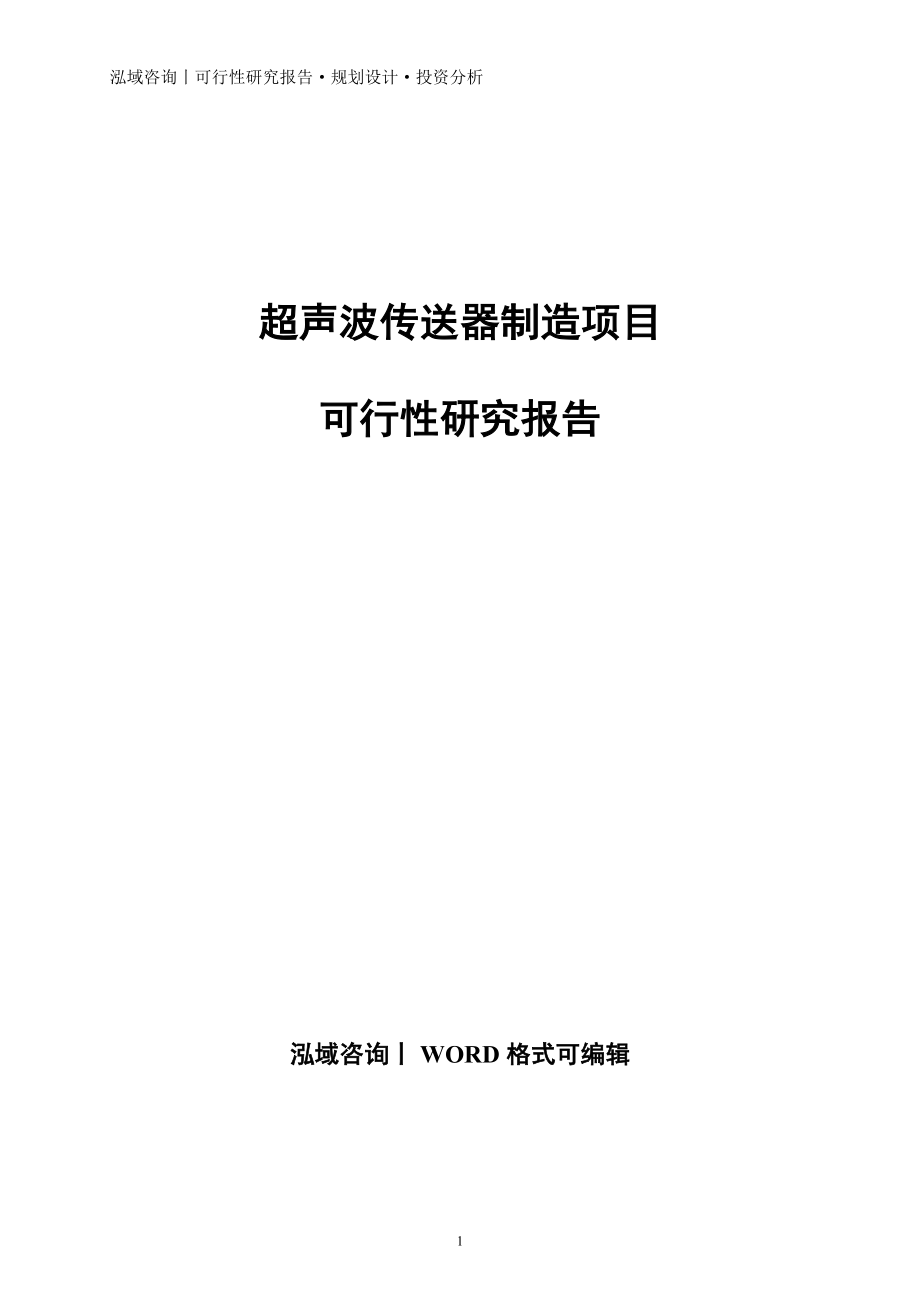 超声波传送器制造项目可行性研究报告.doc_第1页