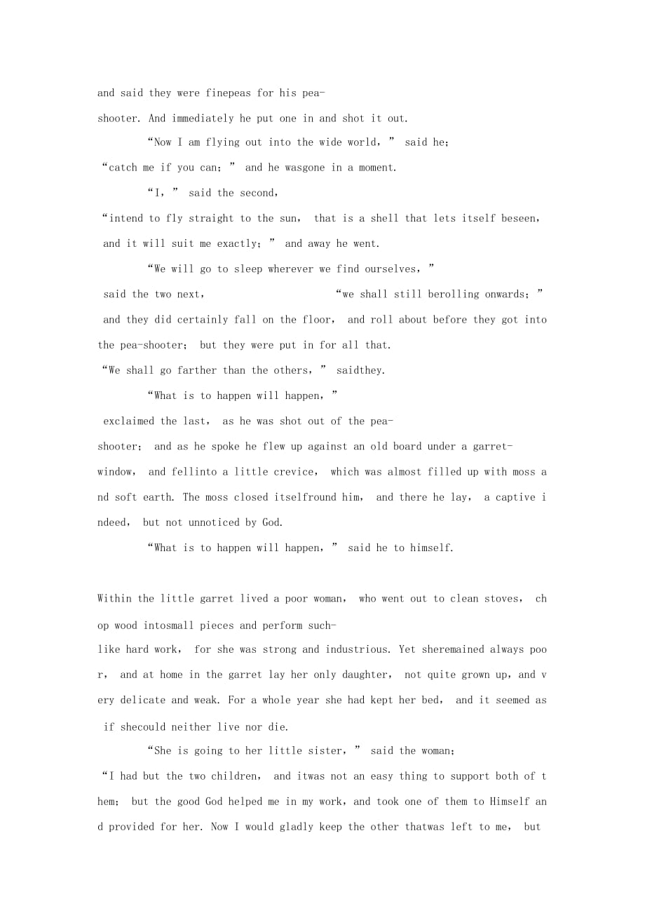 小学英语安徒生童话系列四thePeaBlossom一个豆荚里的五粒豆阅读素材2_第2页