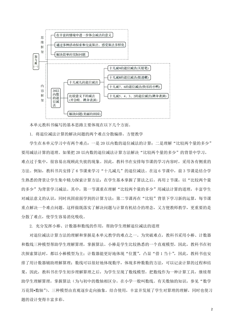 一年级数学下册 第1单元 加与减（一）《加与减（一）》单元分析素材 （新版）北师大版（通用）_第2页