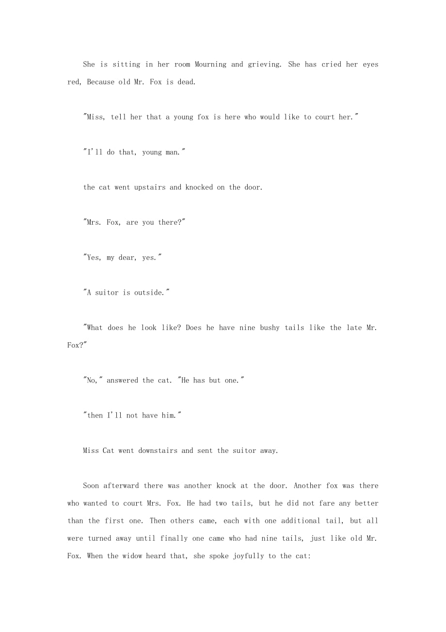 小学英语格林童话系列一桧树Mrs.Fox’sWedding狐狸太太的婚事一阅读素材2_第2页