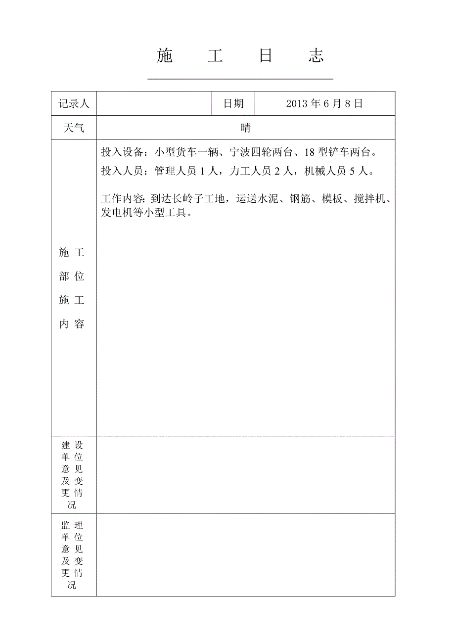 依兰县三道岗镇长岭子农桥工程施工日志.doc_第2页