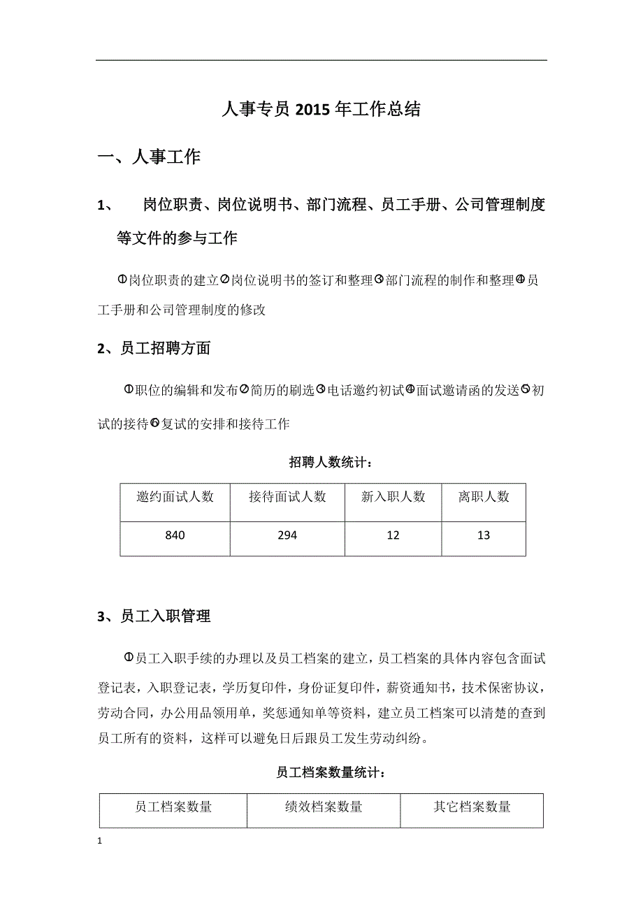 人事专员工作总结和计划知识课件_第1页