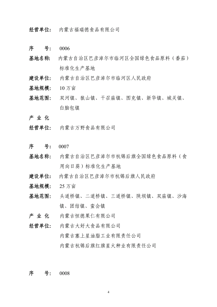 2020年全国绿色食品原料标准化生产基地名单精品_第4页