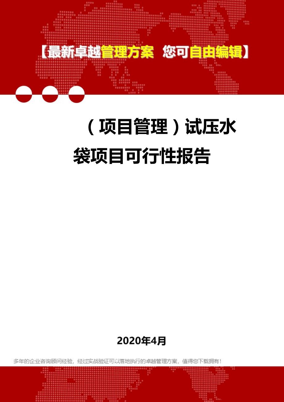 2020年（项目管理）试压水袋项目可行性报告_第1页