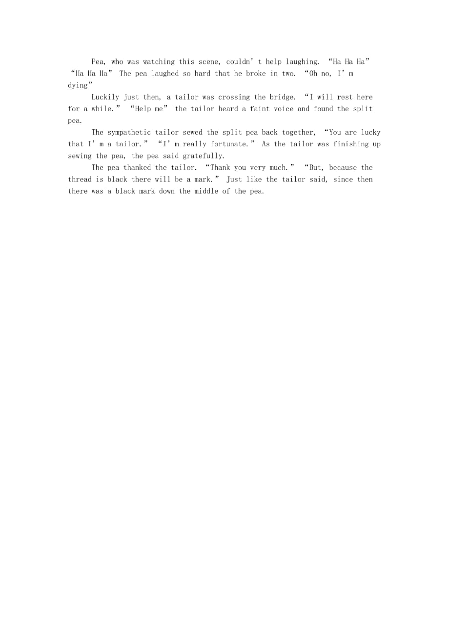 小学英语 英语故事（儿童故事）THE STRAW CHARCOAL AND THE PEA_第2页