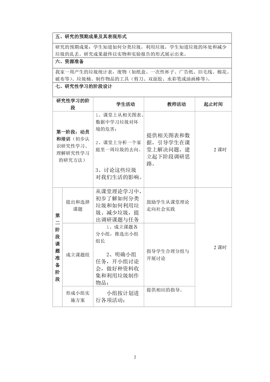 研究性学习设计方案——变废为宝_第2页