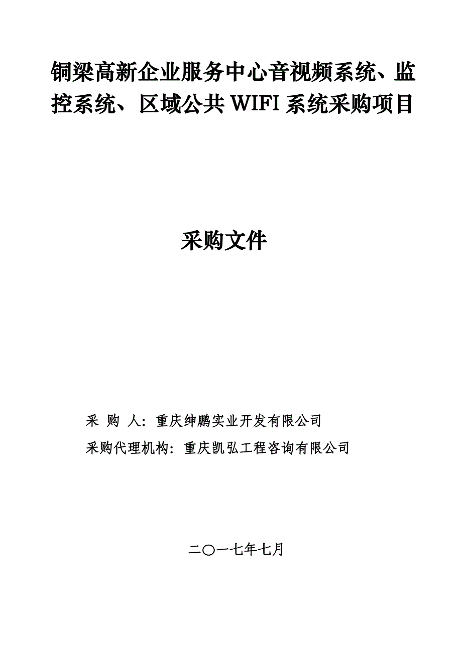 铜梁高新企业服务中心音视频系统监控系统区域公共WIFI.doc_第1页