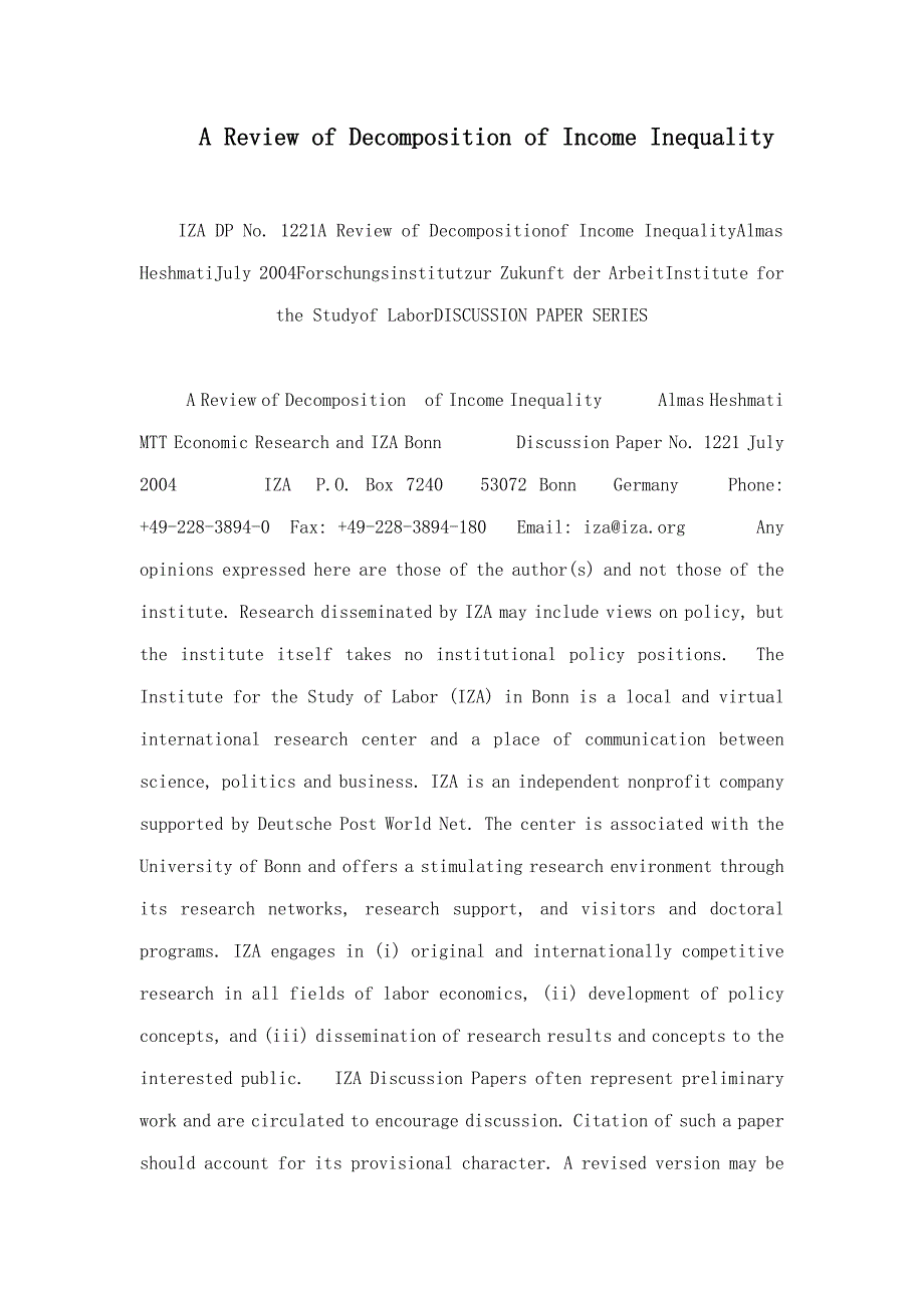 A Review of Decomposition of Income Inequality.doc_第1页