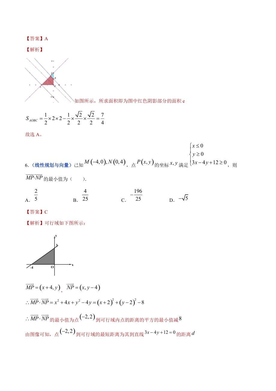 冲刺2020高考高三毕业班数学模拟试题选萃20 简单的线性规划问题（解析Word版）_第4页