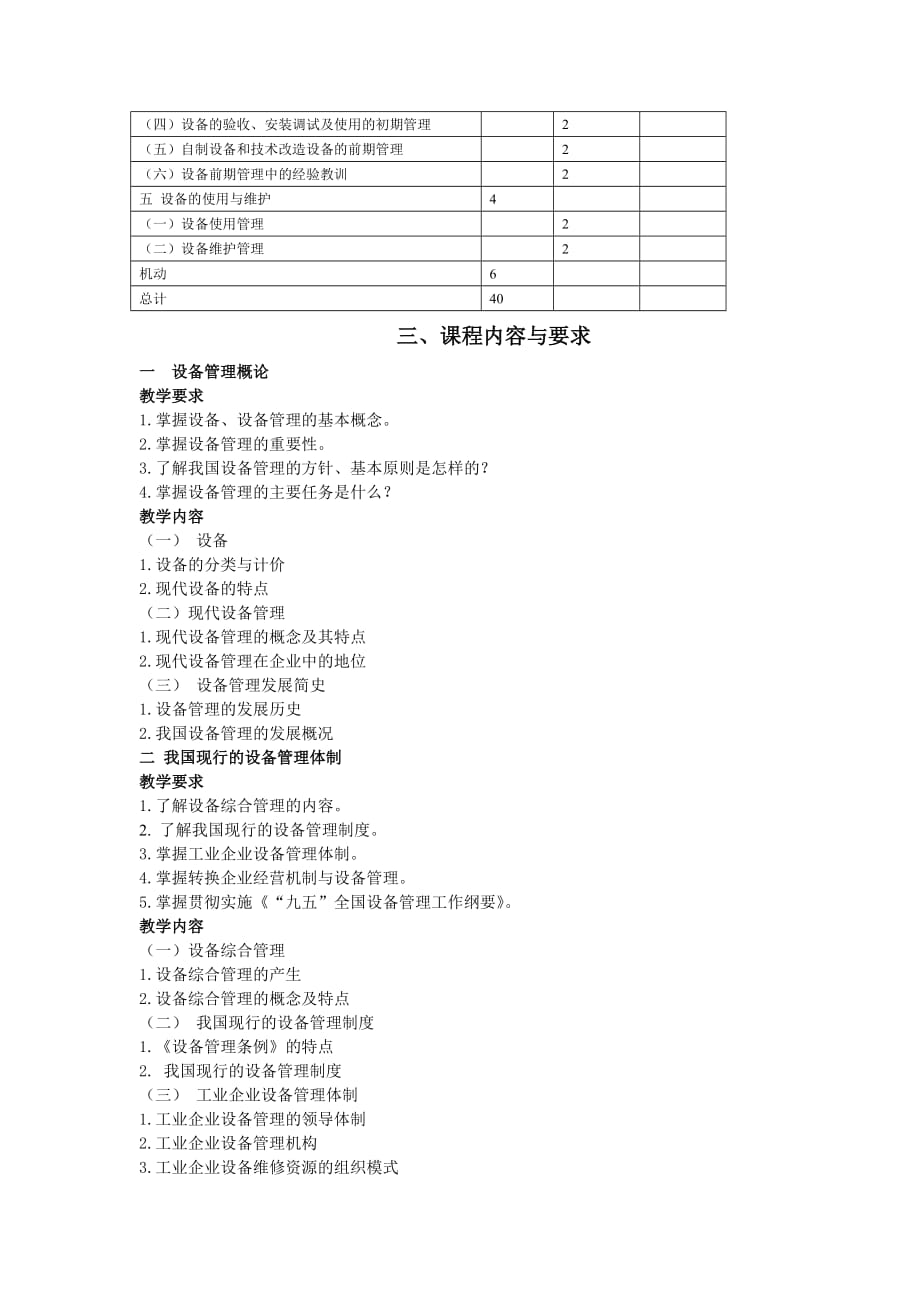 设备管理教学大纲_第2页