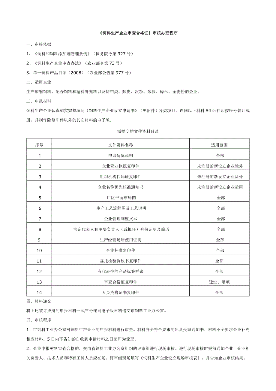 《饲料生产企业审查合格证》审核办理程序_第1页