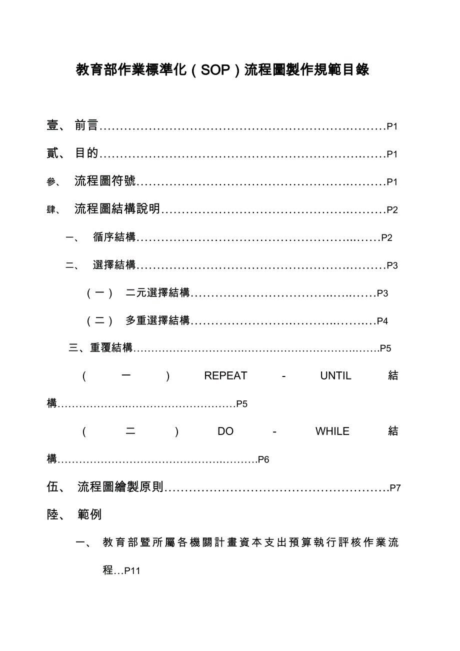 2020教育部作业标准化(SOP)流程图制作规范目录精品_第1页