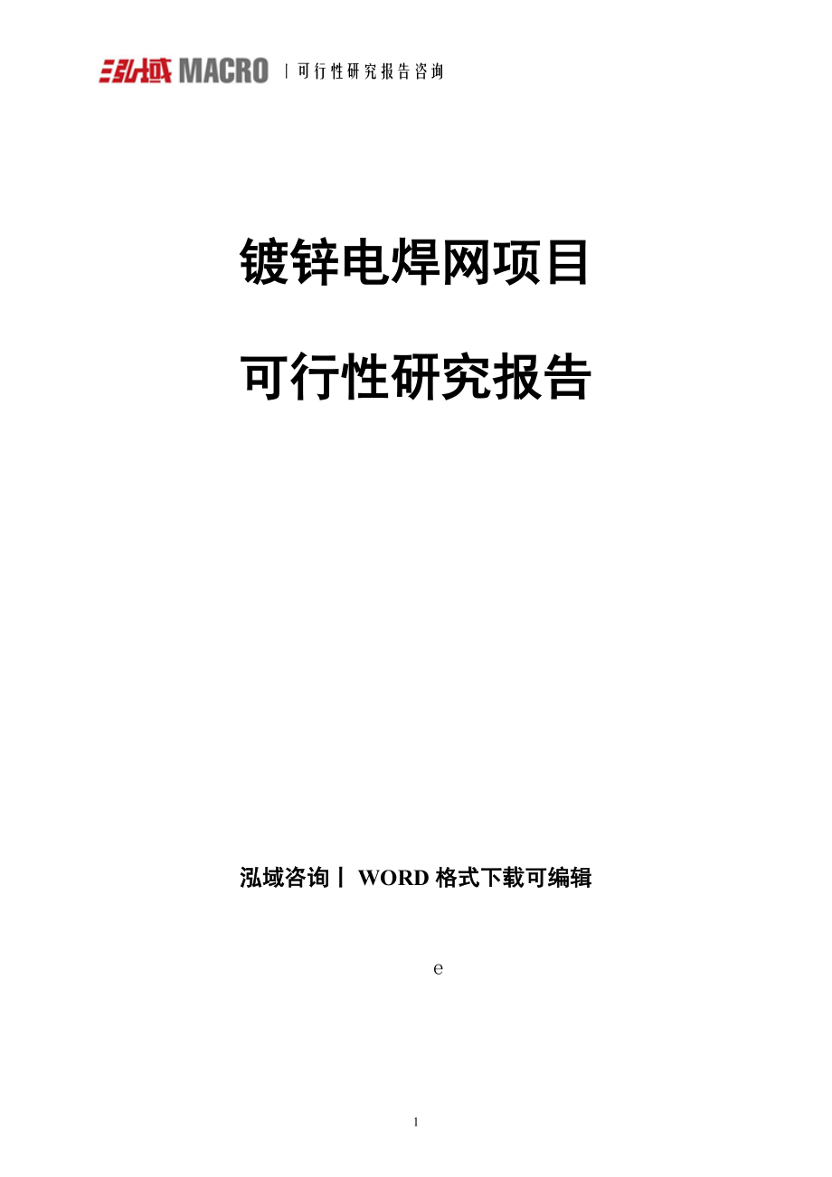 镀锌电焊网项目可行性研究报告.doc_第1页