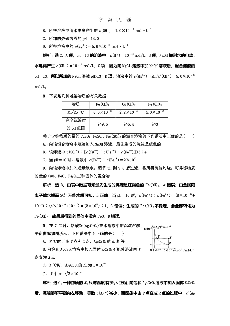 高考领航届高考化学新一轮总复习课时作业：28第八章第四讲（整理）_第3页