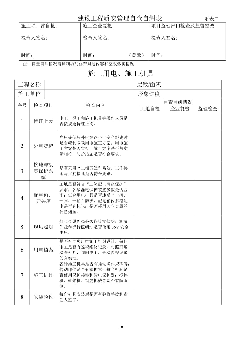 2020建设工程质安管理自查自纠表精品_第3页