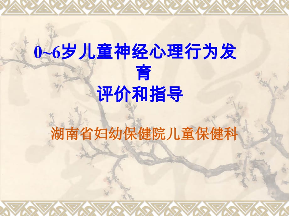 岁儿童神经心理行为发育评价和指导湖南省妇幼保健院儿童保健科课件PPT_第1页