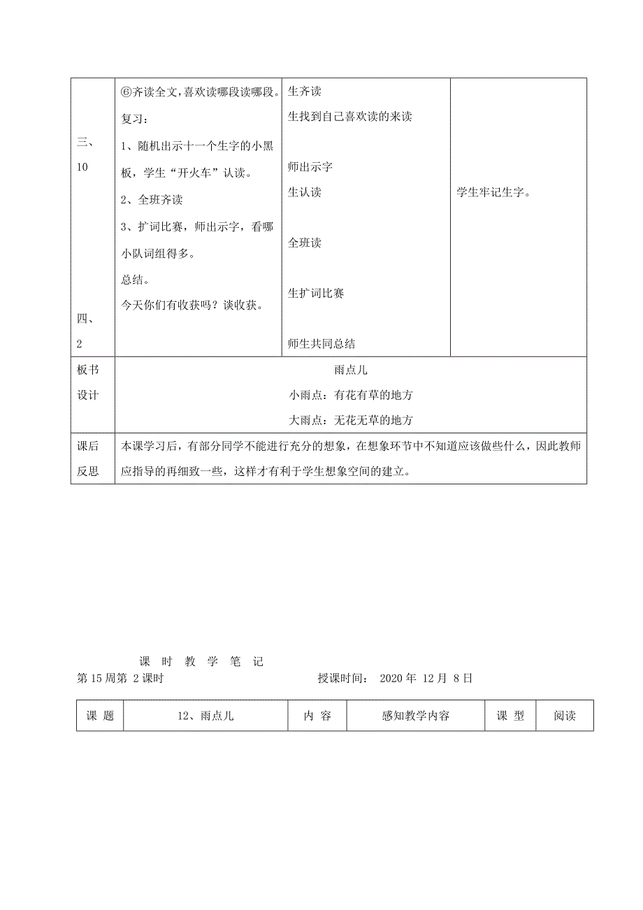 一年级语文上册 雨点儿-一次比一次有进步教案 人教新课标版_第2页