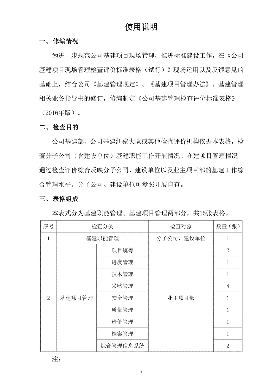 2020公司基建管理检查评价标准表格(XXXX年版)精品_第2页