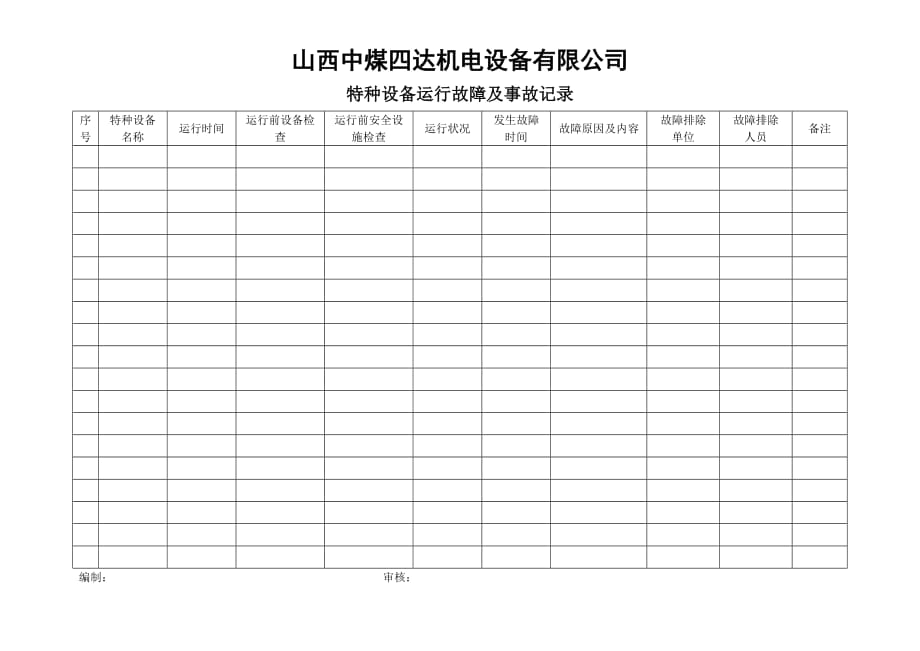 特种设备运行记录及故障记录_第2页