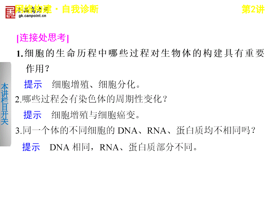 步步高届高考生物二轮课件：-细胞的分化衰老凋亡和癌变_第4页