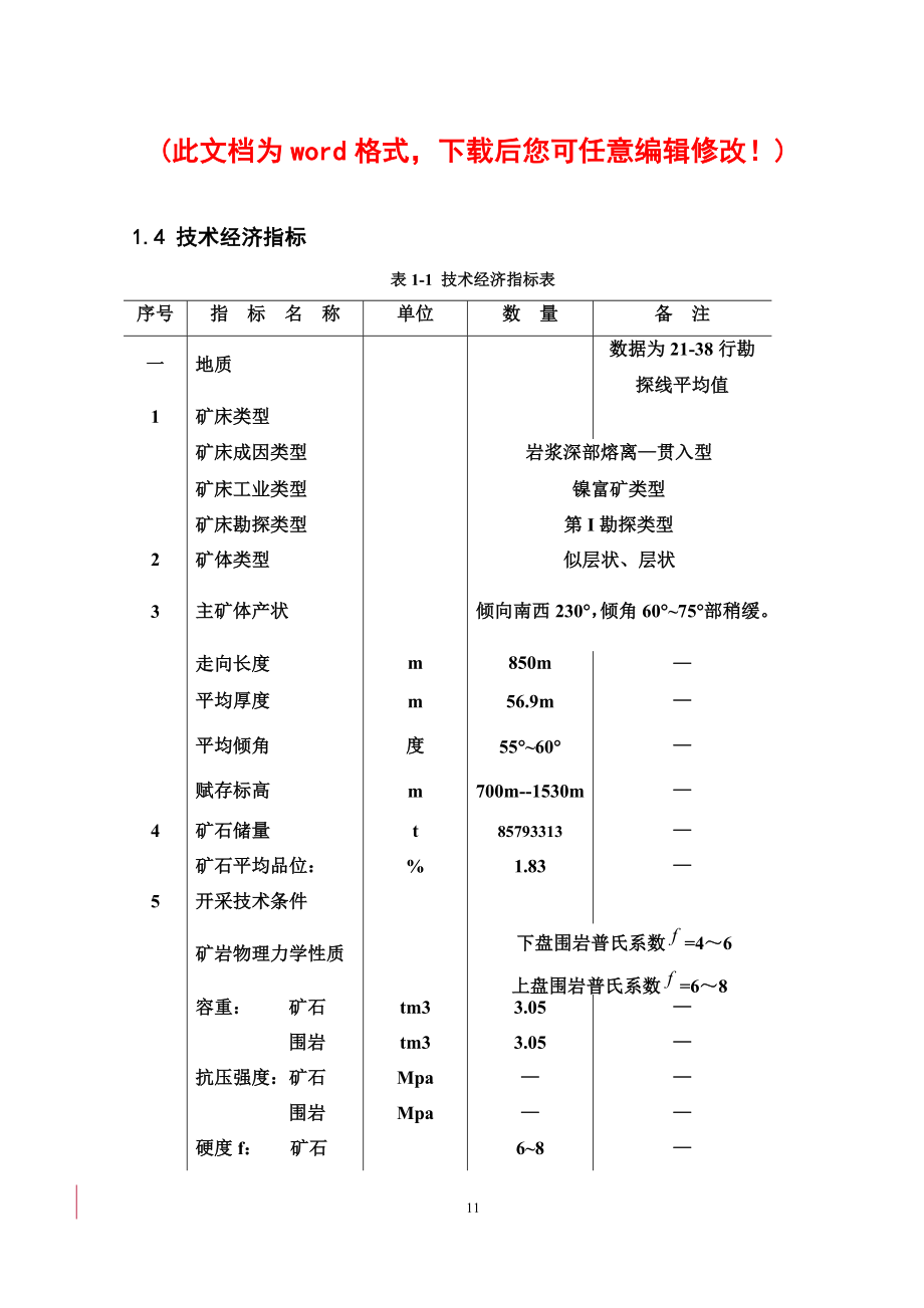 【最新修订版】地下矿山开采毕业论文设计.doc_第1页