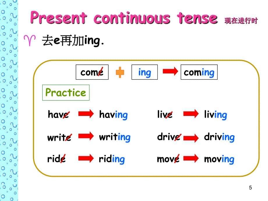 初中英语现在进行时PPT演示课件_第5页
