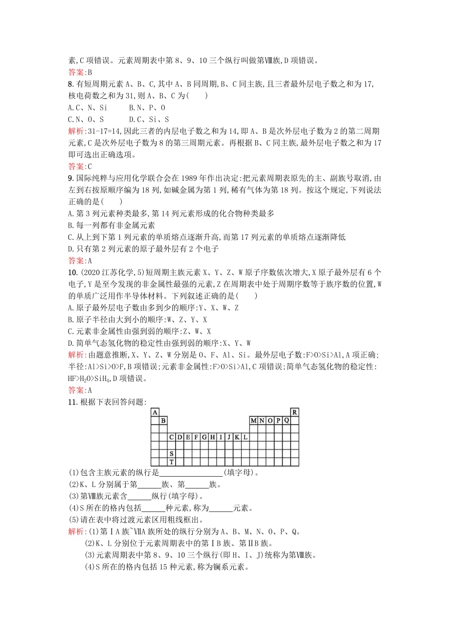 2020年高中化学 第1章 物质结构元素周期律 第1节 元素周期表第1课时作业2 新人教版必修2_第4页