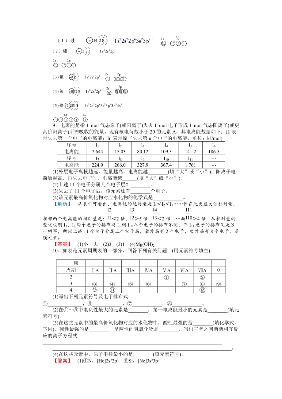 2020届《金版新学案》高三化学一轮复习 第一讲 原子结构与性质随堂检测 鲁科版选修3_第3页