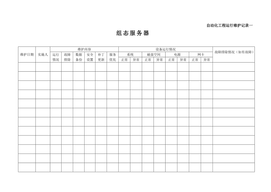 自动化工程运行维护记录_第1页