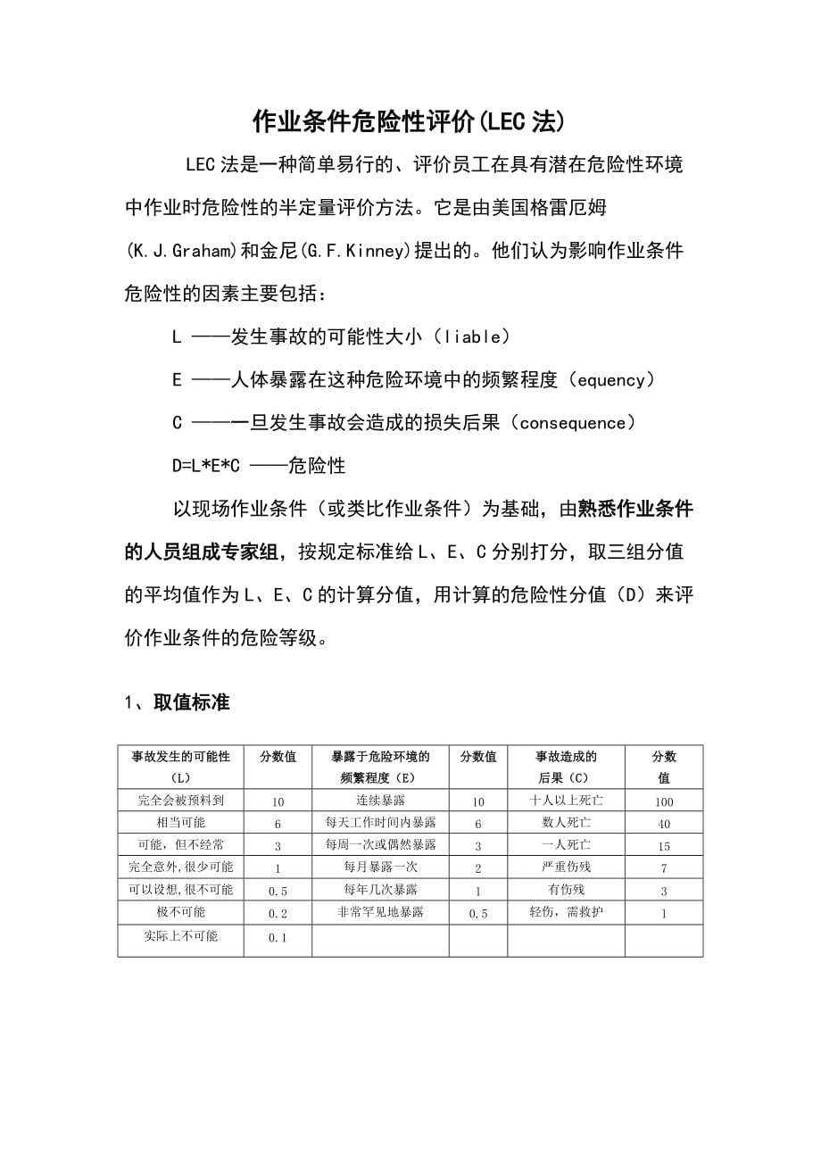 作业条件危险性评价(LEC法)及举例_第1页