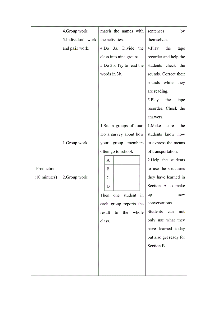 杨家坳中学2015—2016学年度第二学期集体备课教案(仁爱科普版七年级英语上册UNIT 5).doc_第4页