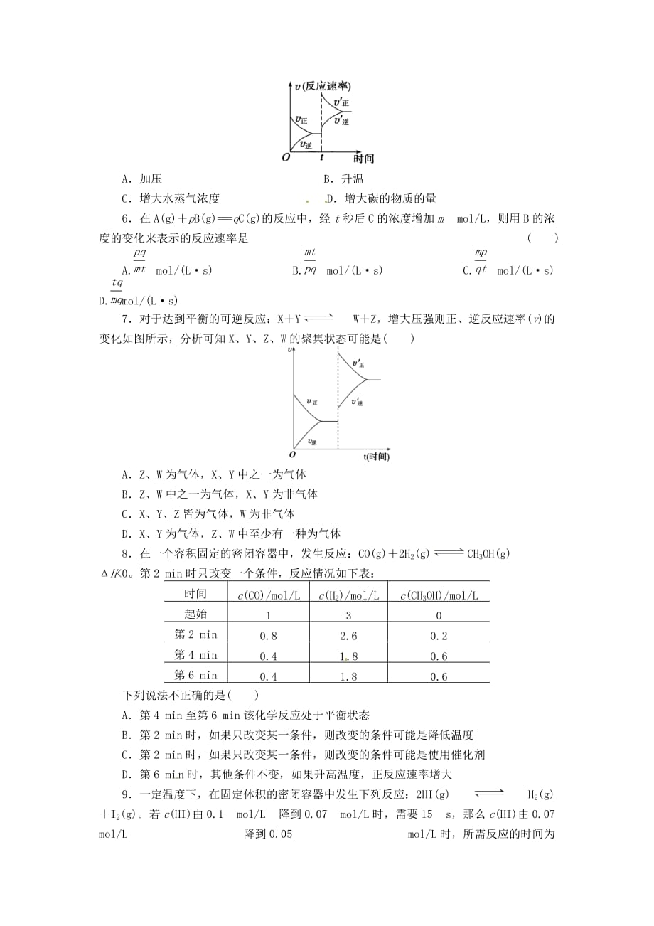 2020届高考化学第一轮复习 第1讲 化学反应速率课时规范训练题18_第2页