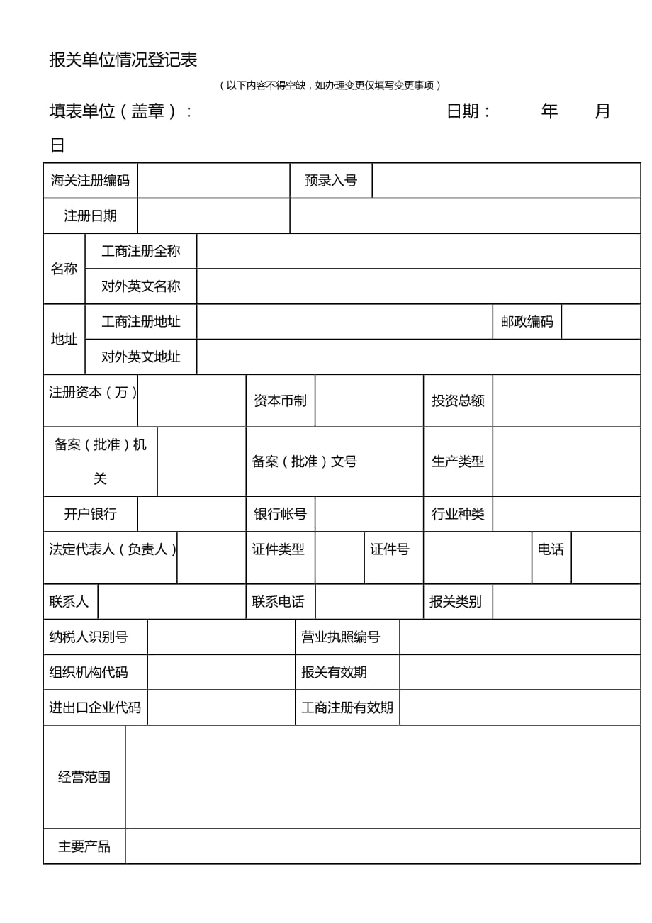 2020报关单位情况登记表卓越_第2页